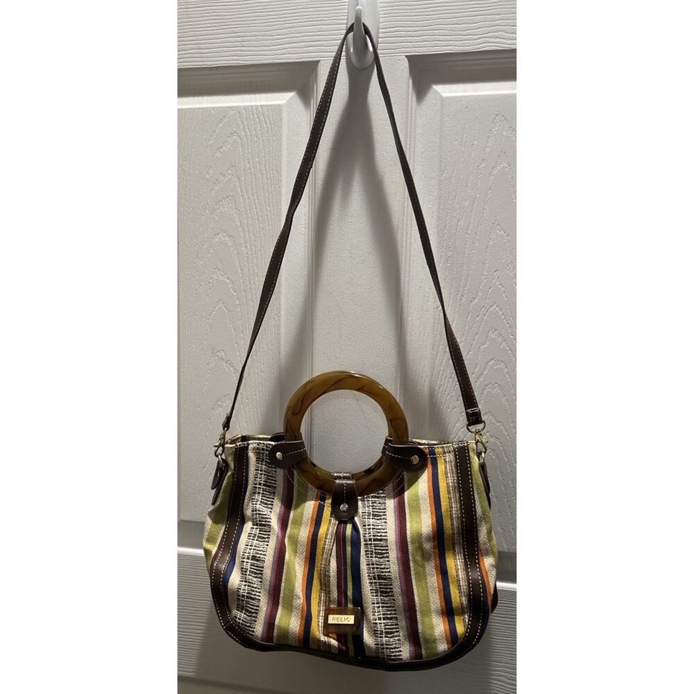 Relic Women's Multicolor Woven Striped Handle Tote Bag - Multi Pockets
